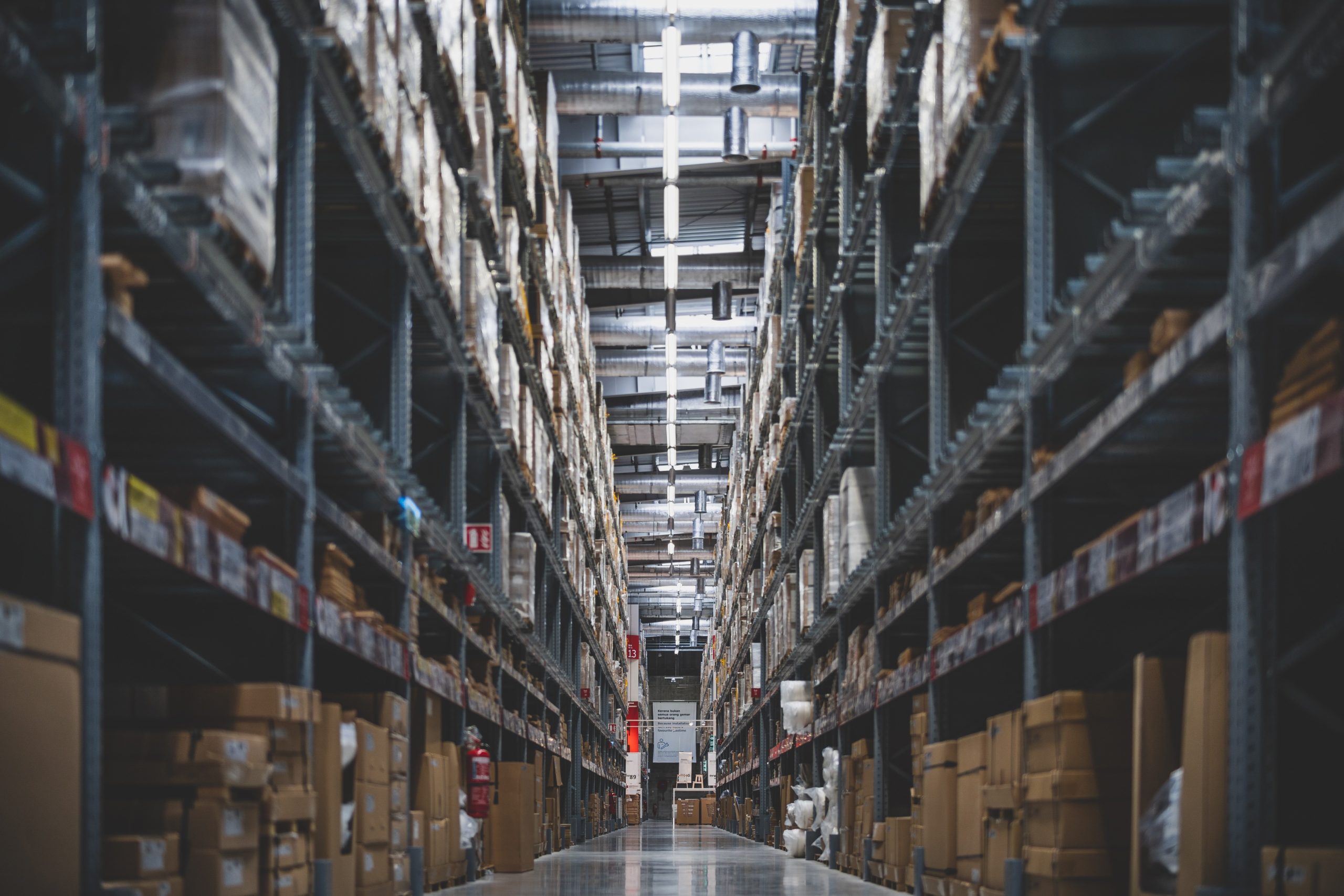 Warehouse shelves, illustrating filters available from stock